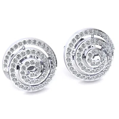Pre-owned Jewelwesell 0.6ctw Genuine Round Cut Diamond Ladies Swirl Studs Earrings Solid 18k Gold In H