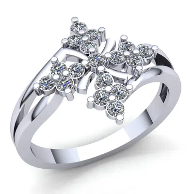 Pre-owned Jewelwesell 0.75ct Round Cut Diamond Ladies Cross Flower Fancy Anniversary Ring 14k Gold