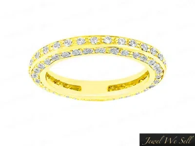 Pre-owned Jewelwesell 1.00ct Diamond Eternity Wedding Band Ring W/ Accents 14k Yellow Gold Gh I1 Prong