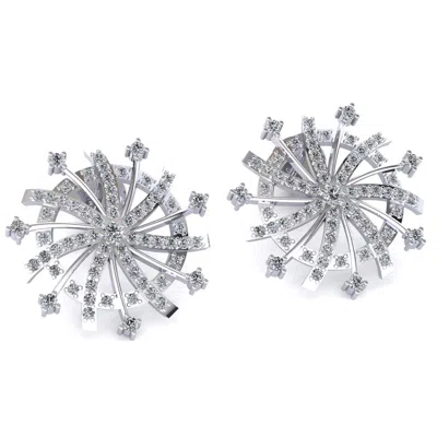 Pre-owned Jewelwesell 1.15ct Round Brilliant Cut Diamond Ladies Swirl Studs Earrings 14k Gold In H