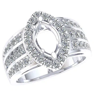 Pre-owned Jewelwesell 1.15ct Round Diamond Marquise Shape Semi-mount Halo Engagement Ring 10k Gold In White