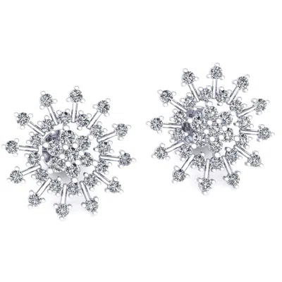 Pre-owned Jewelwesell 1.1ctw Round Brilliant Cut Diamond Ladies Snowflake Studs Earrings 10k Gold In J