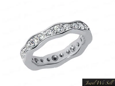 Pre-owned Jewelwesell 1.20ct Round Brilliant Diamond Wave Eternity Eternity Band Ring 14k Gold I Si2