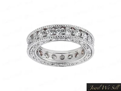 Pre-owned Jewelwesell 1.25ct Round Diamond Antique Milgrain Eternity Band Ring 10k Gold Gh I1 Prong