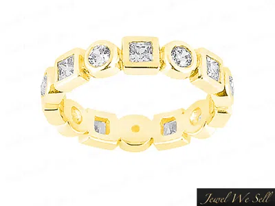 Pre-owned Jewelwesell 1.30ct Alternating Round & Princess Diamond Eternity Band Ring 10k Gold G-h I1 In Gh
