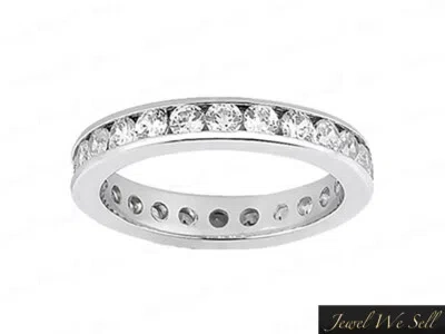 Pre-owned Jewelwesell 1.30ct Natural Round Diamond Classic Wedding Eternity Band Ring 10k Gold Gh I1