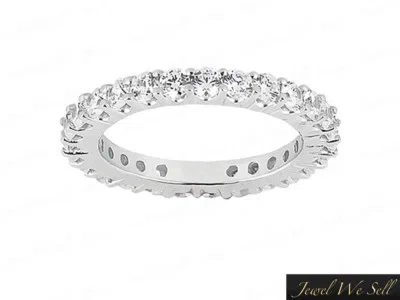Pre-owned Jewelwesell 1.35ct Round Diamond Shared Prong Eternity Wedding Ring 14k White Gold I Si2