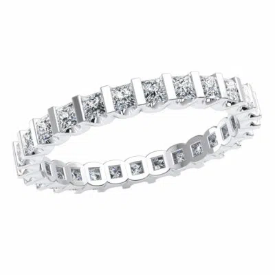 Pre-owned Jewelwesell 1.38ct Princess Diamond U-prong Eternity Wedding Band Ring 10k White Gold Gh I1