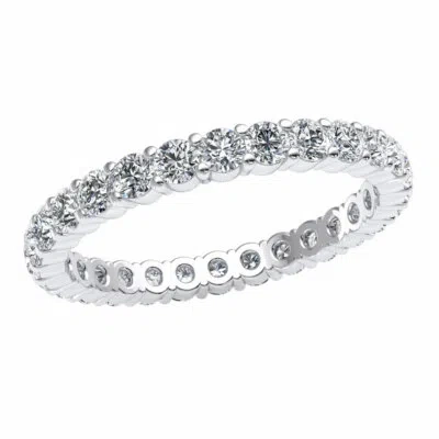 Pre-owned Jewelwesell 1.40ct Genuine Round Diamond Eternity Band Ring 925 Sterling Silver Jk I1-i2