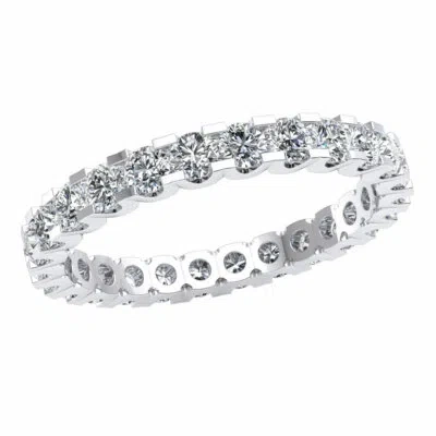 Pre-owned Jewelwesell 1.5 Ct Low U-prong Set Stackable Eternity Band Ring Diamond 925 Sterling Silver In Gh