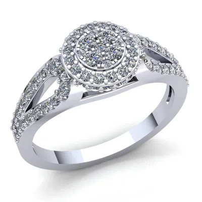 Pre-owned Jewelwesell 1.5ctw Round Diamond Ladies Bridal Cluster Halo Engagement Ring 14k Gold
