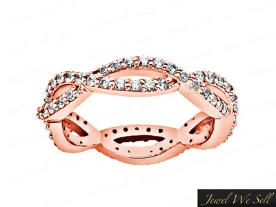 Pre-owned Jewelwesell 1.60ct Round Brilliant Diamond Infinity Weave Eternity Band Ring 14k Gold H Si2