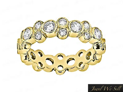 Pre-owned Jewelwesell 1.60ct Round Cut Diamond Alternating Milgrain Eternity Band Ring 10k Gold G-h I1 In Gh