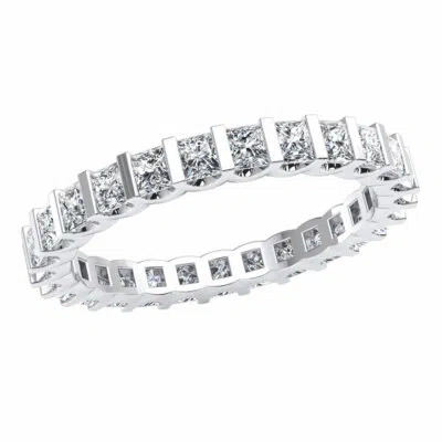 Pre-owned Jewelwesell 1.75ct Princess Diamond U-bar Eternity Wedding Band Ring 10k White Gold Gh I1