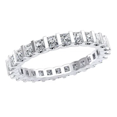 Pre-owned Jewelwesell 18k Gold U-bar Set Eternity Band Ring 1.80ct Princess Cut Natural Diamond Ladies