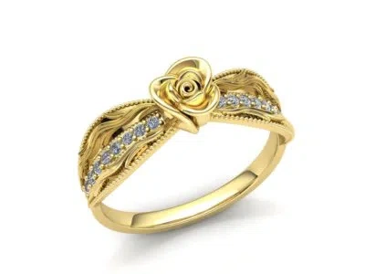 Pre-owned Jewelwesell 1carat Round Brilliant Cut Diamond Ladies Accent Flower Fancy Ring 14k Gold