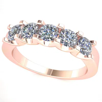 Pre-owned Jewelwesell 1ct Round Brilliant Cut Diamond 5stone Wedding Band Ring 14k Rose Gold I Si2