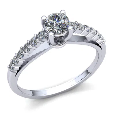 Pre-owned Jewelwesell 1ctw Round Cut Diamond Ladies Accented Solitaire Engagement Ring 14k Gold