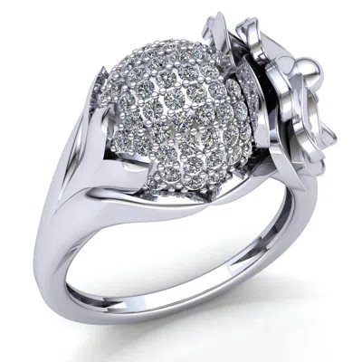 Pre-owned Jewelwesell 2carat Round Cut Diamond Ladies Fancy Cluster Ball Engagement Ring 18k Gold