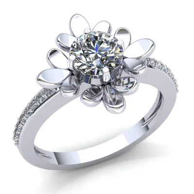 Pre-owned Jewelwesell 2carat Round Cut Diamond Ladies Flower Solitaire Engagement Ring 14k Gold