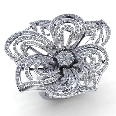 Pre-owned Jewelwesell 2ct Round Cut Diamond Ladies Flower Fancy Engagement Ring 10k Gold