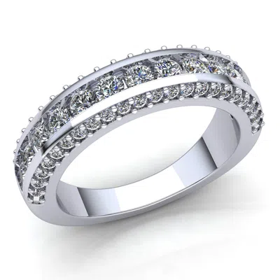 Pre-owned Jewelwesell 3carat Round Cut Diamond Ladies Fancy Anniversary Wedding Band Ring 18k Gold