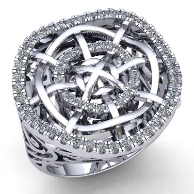 Pre-owned Jewelwesell 3ctw Round Cut Diamond Ladies Personalized Criss Cross Fancy Ring 18k Gold