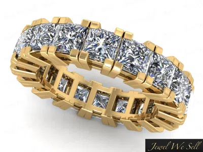 Pre-owned Jewelwesell 4.80ct Princess Cut Diamond Gallery Eternity Band Ring Solid 18k Gold H Si2