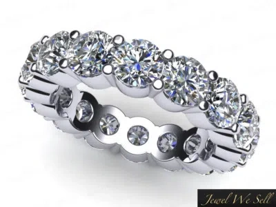 Pre-owned Jewelwesell 5.25ct Round Diamond Classic Shared Prong Eternity Band Ring 18k White Gold H Si