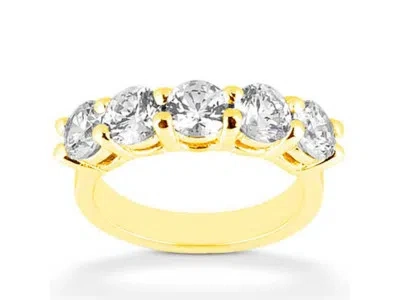 Pre-owned Jewelwesell 5stone 0.50ct Diamond Wedding Band Ring 18k Yellow Gold Round I Si2 Prong Set