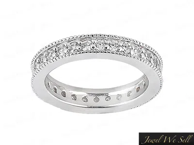 Pre-owned Jewelwesell .90ct Round Brilliant Cut Diamond Milgrain Eternity Wedding Ring 10k Gold G-h I1 In Gh