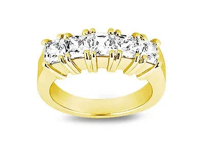 Pre-owned Jewelwesell Classic 0.65ct Diamond Wedding Band 10k Yellow Gold Princess Cut G-h I1 Prong In G - H