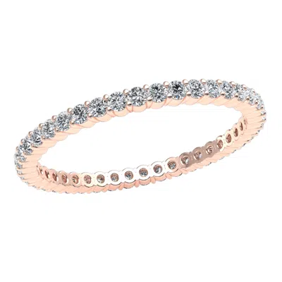Pre-owned Jewelwesell Classic Round Diamond Shared Prong Wedding Eternity Band Ring 0.55ct 14k Si1 In H