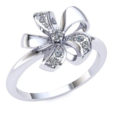 Pre-owned Jewelwesell Genuine 0.15ct Round Cut Diamond Fancy Flower Bridal Engagement Ring 14k Gold