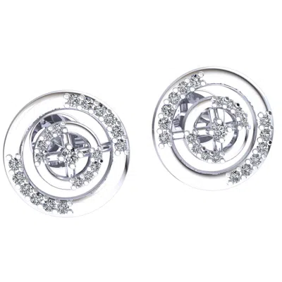 Pre-owned Jewelwesell Genuine 0.15ct Round Cut Diamond Ladies Circle Halo Stud Earrings 18k Gold In F
