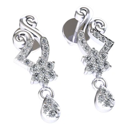 Pre-owned Jewelwesell Genuine 0.15ctw Round Cut Diamond Ladies Cluster Flower Earrings 14k Gold In H