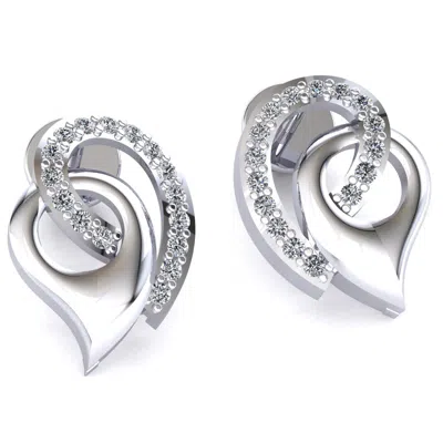 Pre-owned Jewelwesell Genuine 0.15ctw Round Cut Diamond Ladies Interlocked Studs Earrings 14k Gold In H