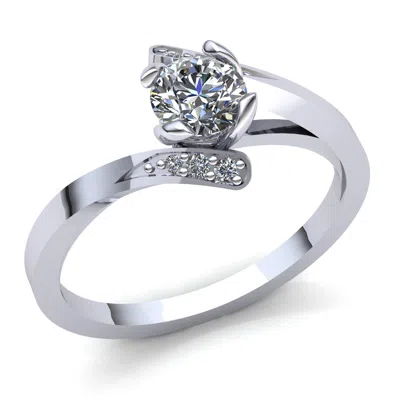 Pre-owned Jewelwesell Genuine 0.33ct Round Diamond Ladies Twisted Solitaire Engagement Ring 10k Gold