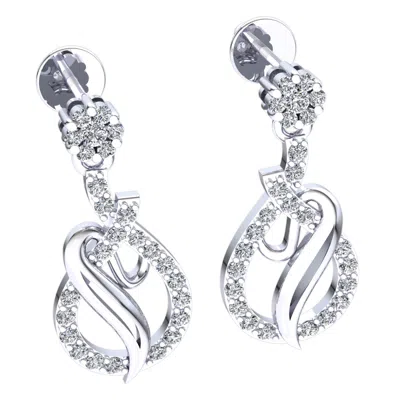 Pre-owned Jewelwesell Genuine 0.45ctw Round Cut Diamond Ladies Teardrop Bridal Earrings 10k Gold In J