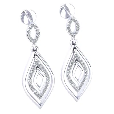 Pre-owned Jewelwesell Genuine 0.4ct Round Cut Diamond Ladies Marquise Shaped Earrings 18k Gold In H