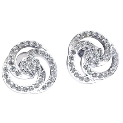 Pre-owned Jewelwesell Genuine 0.4ct Round Cut Diamond Ladies Trinity Knot Earrings Solid 18k Gold In H