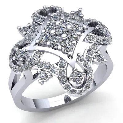 Pre-owned Jewelwesell Genuine 0.5carat Round Diamond Ladies Bridal Cluster Vintage Fancy Ring 18k Gold