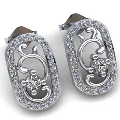 Pre-owned Jewelwesell Genuine 0.5ct Round Cut Diamond Ladies Casual Oval Stud Earrings 10k Gold