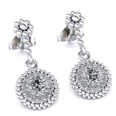 Pre-owned Jewelwesell Genuine 0.5ctw Round Cut Diamond Ladies Dangle Cluster Earrings 10k Gold In J