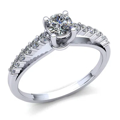 Pre-owned Jewelwesell Genuine 0.60ctw Round Diamond Ladies Accented Solitaire Engagement Ring 14k Gold