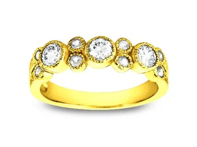 Pre-owned Jewelwesell Genuine 0.65ct Diamond Wedding Band Ring 18k Yellow Gold Round I Si2 Bezel Set