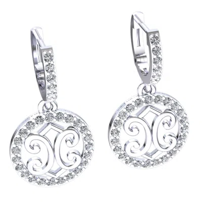 Pre-owned Jewelwesell Genuine 0.6ct Round Cut Diamond Ladies Circle Drop Earrings Solid 10k Gold In J