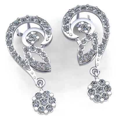 Pre-owned Jewelwesell Genuine 0.75ct Round Cut Diamond Ladies For Her Hanging Earrings 14k Gold