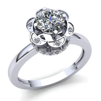 Pre-owned Jewelwesell Genuine 0.75ct Round Cut Diamond Ladies Halo Solitaire Engagement Ring 10k Gold
