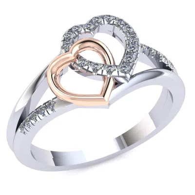 Pre-owned Jewelwesell Genuine 0.75ctw Round Cut Diamond Couple Heart Bridal Engagement Ring 14k Gold